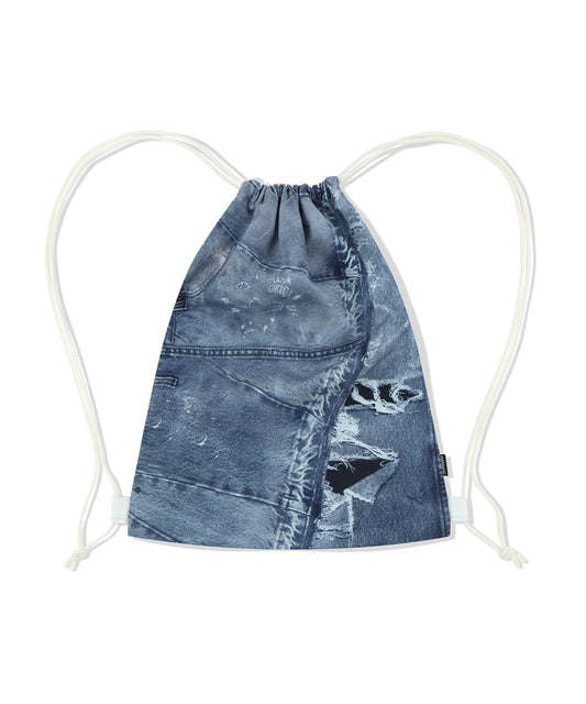 Mahagrid Denim Printed Gym Sack [Blue]