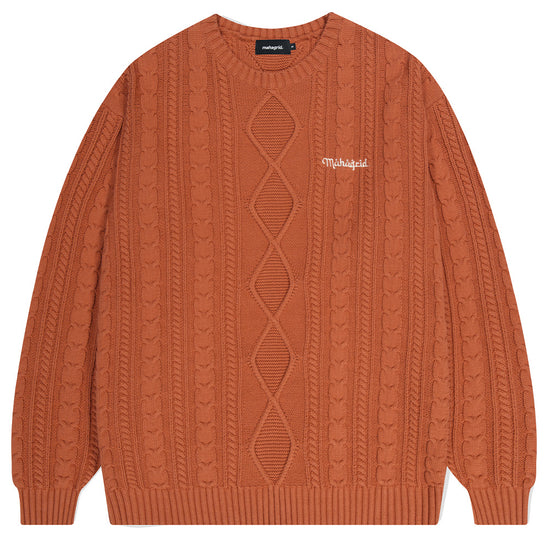 Mahagrid Fisherman Knit Sweater Orange