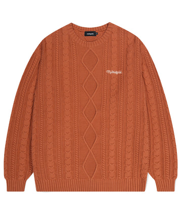 Mahagrid Fisherman Knit Sweater Orange