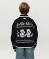 Marithé François Girbaud Kids Nordic Bear Knit Collar Cardigan Navy