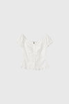 General Idea WOMAN Cap Sleeve Heart Neck Shirring Blouse