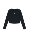 MLB Women's Basic Slim Ribbed Crop Long Sleeve T-Shirts