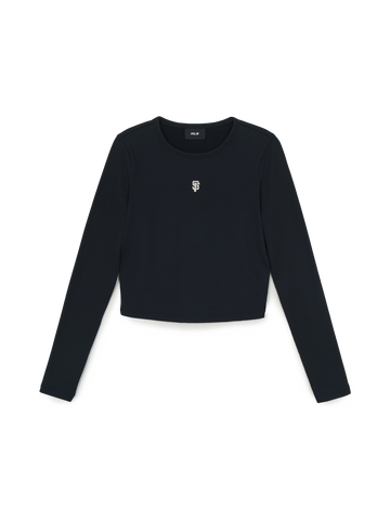 MLB Women's Basic Slim Ribbed Crop Long Sleeve T-Shirts