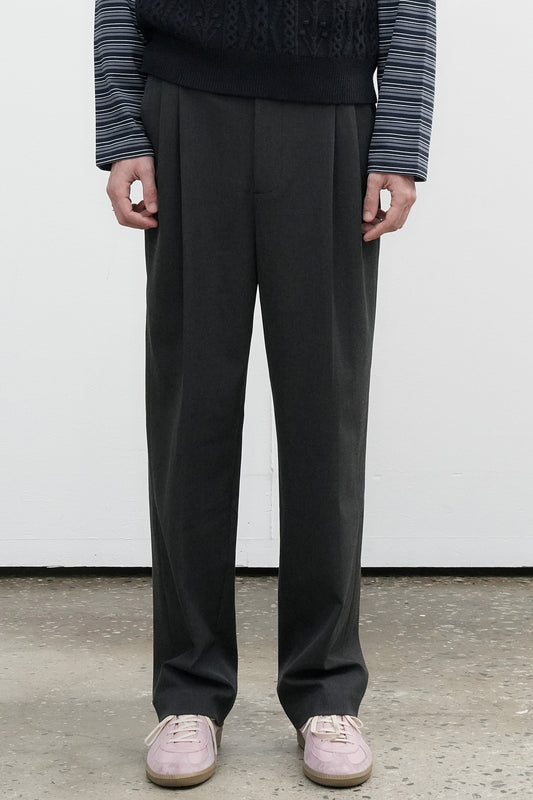 General Idea MAN Double Pleat Suit Trousers [CHARCOAL]