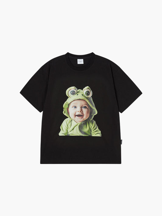 ADLV Baby Face Frog Baby Sleeve T-Shirt