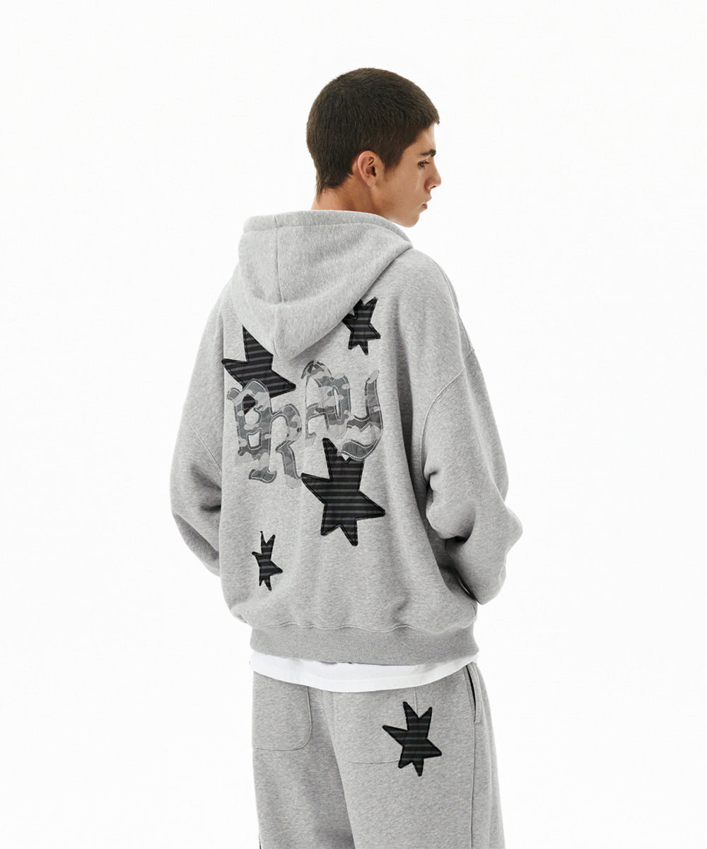 Mahagrid Pray Applique Zip Up Hoodie