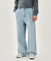 Marithé François Girbaud New M Low-Waist Tuck Wide Denim Pants Blue