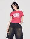 ADLV Woman Metal Symbol Cake Artwork Crop Short Sleeve T-Shirt