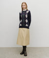 Marithé François Girbaud Argyle Jacquard Knit Pullover Navy