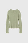 General Idea WOMAN Henley Neck Layered Knit Pullover [PISTACHIO]