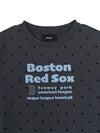 MLB Women's Dots Pattern Lettering Slim Semi Crop T-shirts