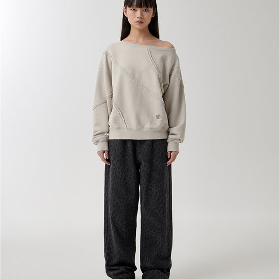 Mahagrid Cut Off One Shoulder Sweatshirt