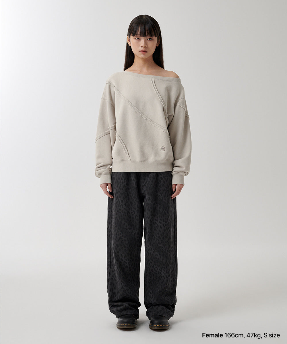 Mahagrid Cut Off One Shoulder Sweatshirt