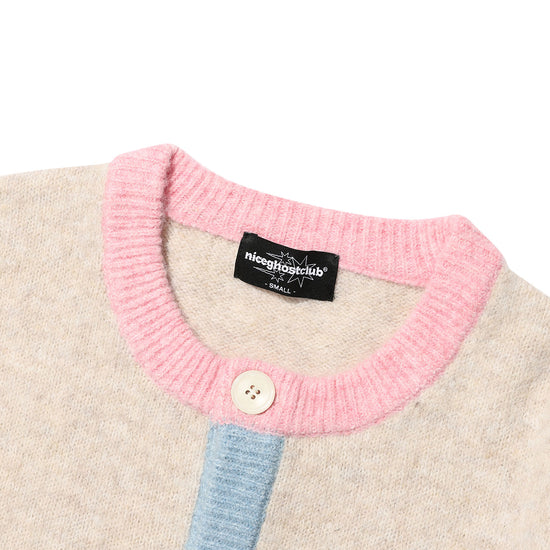 Nice Ghost Club Color Block Knit Cardigan