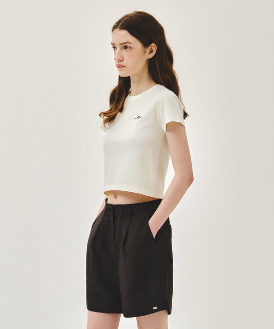 Marithé François Girbaud W SMALL LETTERING SLIM CROP TEE