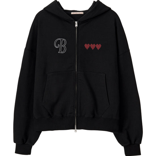 Bitter Cells Scatter Heart Hood Zip Up - Black