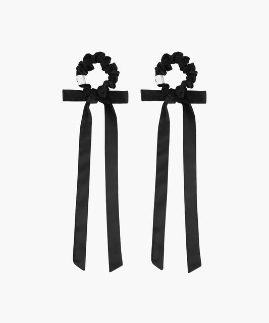 Marithé François Girbaud REGULAR LOGO SATIN HAIR RIBBON SCRUNCHIE 2PACK black
