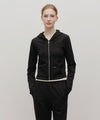 Marithé François Girbaud Women's Slim Fit Crop Hoodie Zip-Up Black
