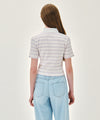 Marithé François Girbaud W STRIPE SLIM CROP COLLAR TEE