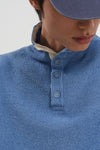 General Idea [XXL Exclusive] Unisex Color-Block Collar Henry Neck Knit [Light Blue]