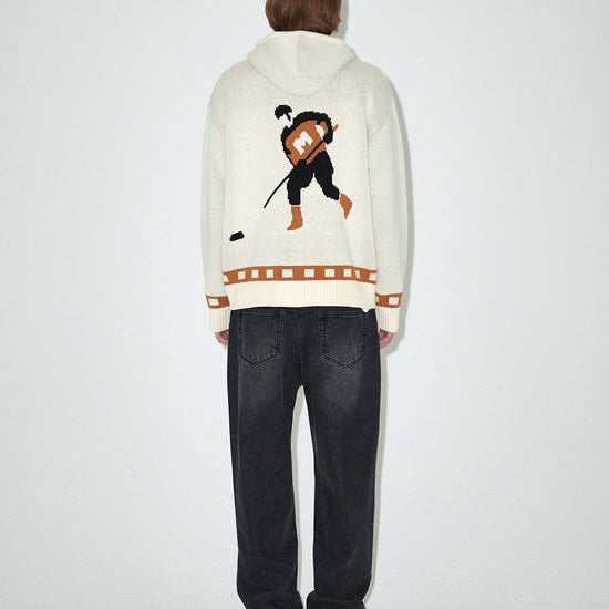 Mahagrid Hockey Knit Zip-Up Hoodie