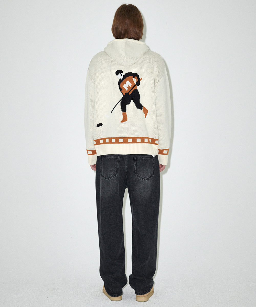 Mahagrid Hockey Knit Zip-Up Hoodie