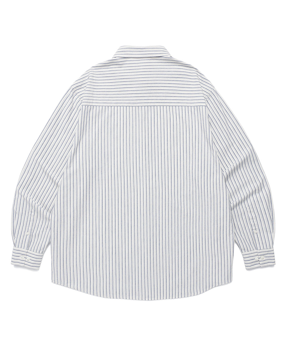 Cavish Striped Cotton Long Sleeve Shirt Blue