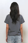 General Idea WOMAN Color-Block Stripe Short Sleeve T-Shirt [NAVY]