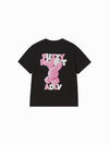ADLV Woman Fuzzy Font Rabbit Short Sleeve T-Shirt
