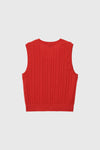 General Idea WOMAN Scallop Scarsty Knit Vest [RED]