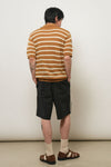 General Idea UNISEX One-Button Collar Stripe Half Knit