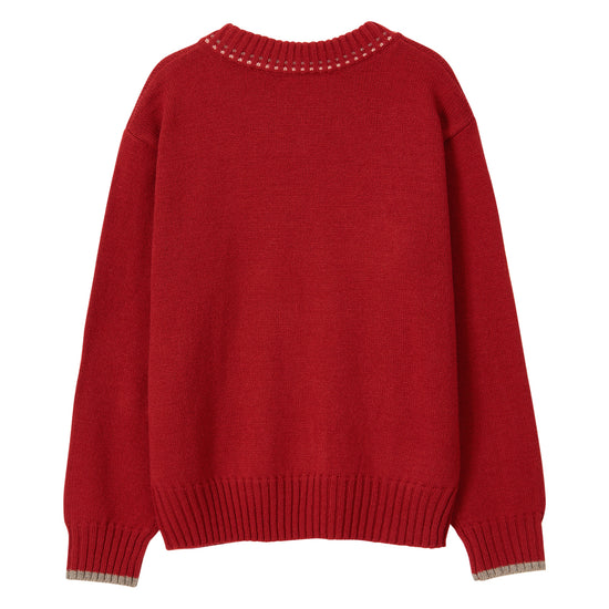 Bitter Cells Clover V Neck Knit - Red