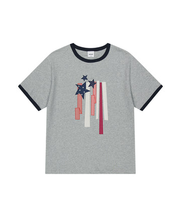 Mahagrid Flag Applique Ringer Tee