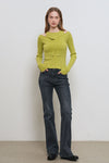 General Idea WOMAN Boat Neck Cardigan Tank Top Set [AVOCADO]