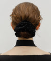 Marithé François Girbaud CIRCLE LOGO SHINY VELVET SCRUNCHIE BLACK