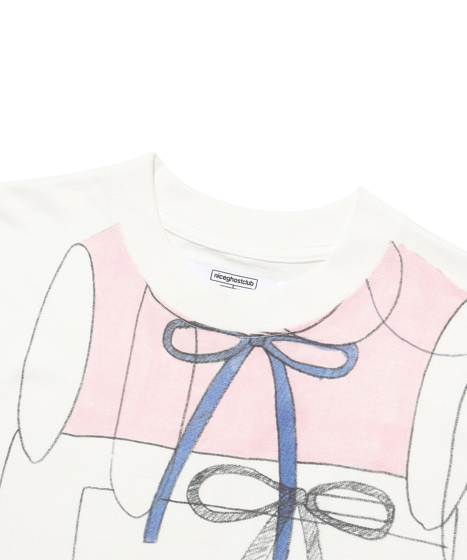 Nice Ghost Club Mimichan FFATS Pink Heart Big Big Tee [White]