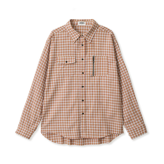 AEAE ZIP POCKET CHECK SHIRTS [WHITE]