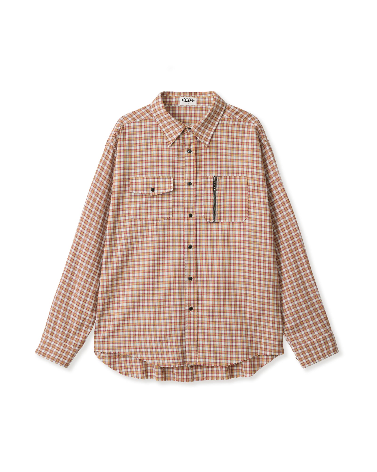 AEAE ZIP POCKET CHECK SHIRTS [WHITE]