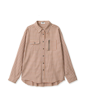 AEAE ZIP POCKET CHECK SHIRTS [WHITE]