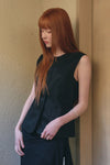 General Idea WOMAN Linen Classic Vest [BLACK]