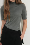 General Idea WOMAN Acetate Mock Neck Short Sleeve T-Shirt