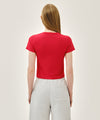 Marithé François Girbaud W ANTIQUE CLASSIC LOGO SLIM CROP TEE red
