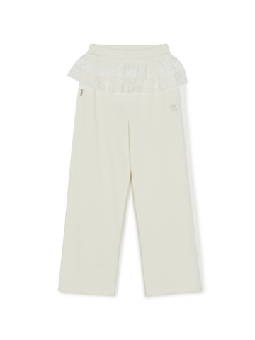 MLB Women's Basic Lace Ruffle Semi Wide Pants