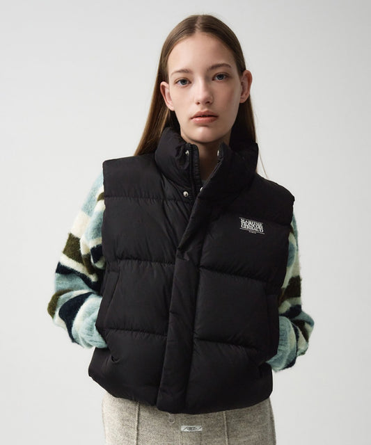 Marithé François Girbaud Women's Classic Logo Duck Down Crop Vest Black