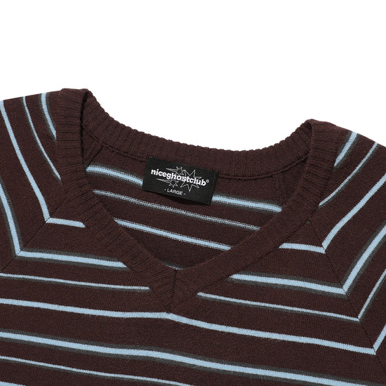 Nice Ghost Club Multi Stripe 3 Star V Neck Knit