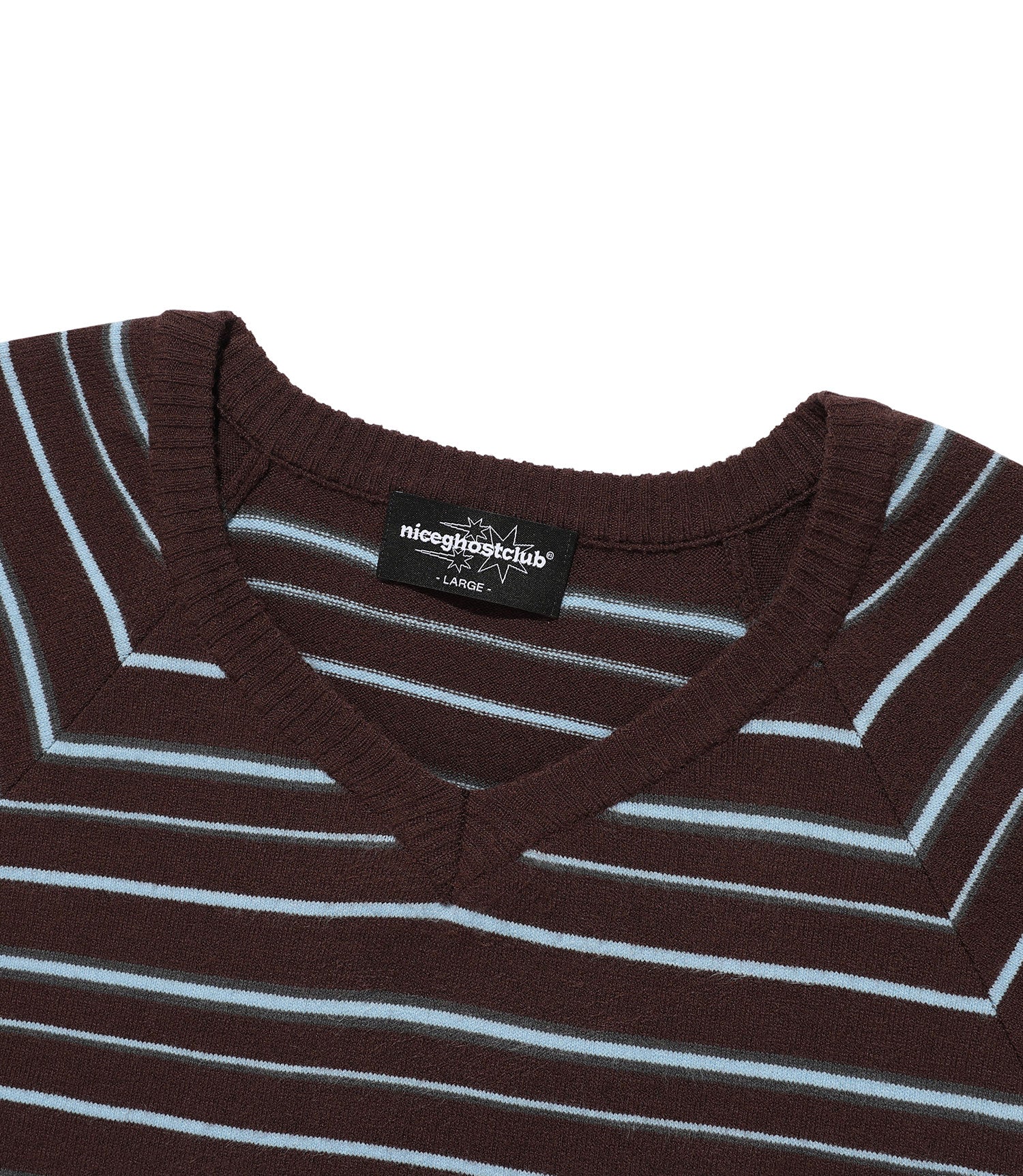 Nice Ghost Club Multi Stripe 3 Star V Neck Knit