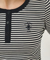 Marithé François Girbaud W STRIPE HENLEY NECK TEE