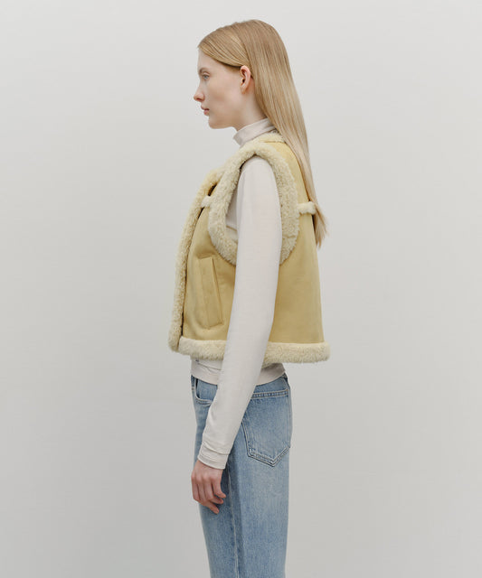 Marithé François Girbaud W SHEARLING CROP VEST beige