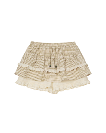 AEAE Check Beige Mini Skirt Layered Shorts