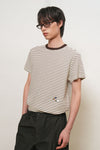 General Idea MAN Minimal Embroidery Stripe Short Sleeve T-Shirt [BROWN]